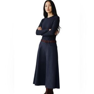 Peck & Peck Wool Flare Maxi Skirt Size 0 Navy Blue  Effortless Wool Elegance